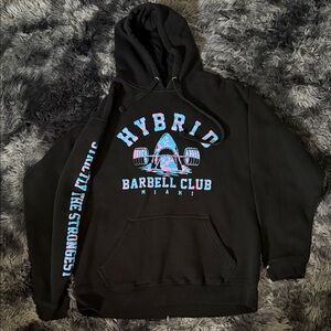 Men’s Hybrid Apparel Black Hoodie w/ Blue&Pink Graphics